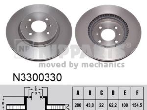 Disc frana KIA STONIC Hatchback Van (YB) 1.0 T-GDi benzina 101 cai NIPPARTS N3300330