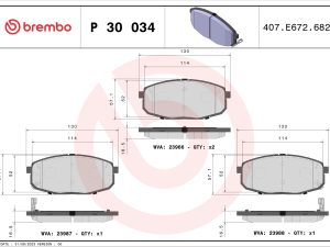 Placute frana KIA CEED (JD) 1.4 CVVT benzina 90 cai BREMBO P 30 034