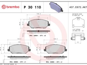 Placute frana KIA CEED (CD) 1.4 benzina 99 cai BREMBO P 30 110