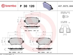 Placute frana KIA CEED (JD) 1.0 T-GDI benzina 120 cai BREMBO P 30 120