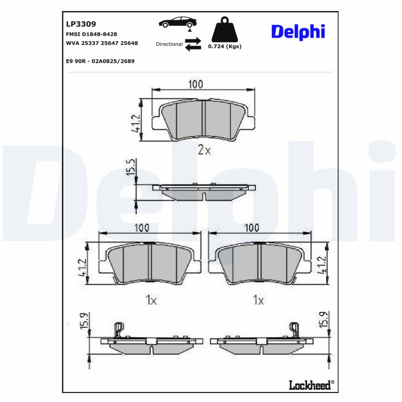 Set placute frana DELPHI LP3309 – KIA | AutoRival