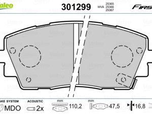 Set placute frana VALEO 301299 – KIA | AutoRival