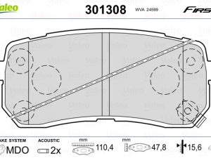Set placute frana VALEO 301308