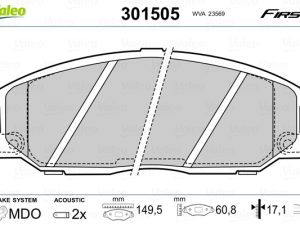 Set placute frana VALEO 301505 – KIA | AutoRival