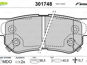 Set placute frana VALEO 301748 – KIA | AutoRival