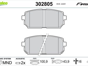 Set placute frana VALEO 302805 – KIA | AutoRival