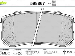 Set placute frana VALEO 598867 – KIA | AutoRival
