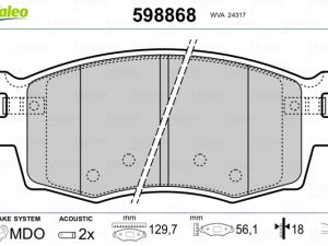 Set placute frana VALEO 598868 – KIA | AutoRival