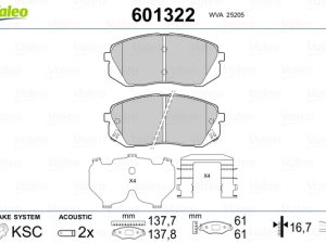 Set placute frana VALEO 601322 – KIA | AutoRival