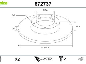 Disc frana VALEO 672737 – KIA | AutoRival