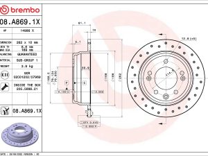 Disc frana BREMBO 08.A869.1X – KIA | AutoRival