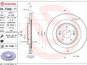 Disc frana BREMBO 09.F386.11 – KIA | AutoRival