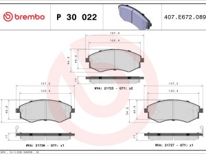 Set placute frana BREMBO P 30 022 – KIA | AutoRival