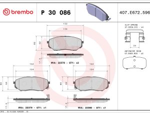 Set placute frana BREMBO P 30 086 – KIA | AutoRival