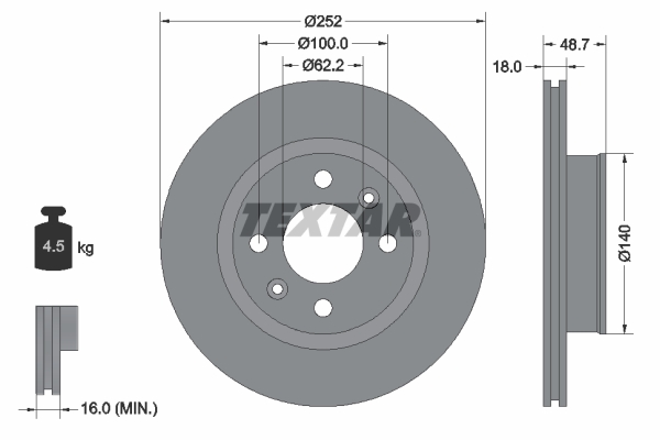 Disc frana TEXTAR 92196503 – KIA | AutoRival