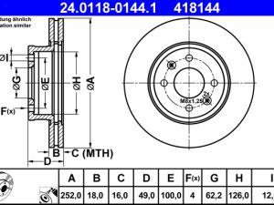 Disc frana ATE 24.0118-0144.1 – KIA | AutoRival