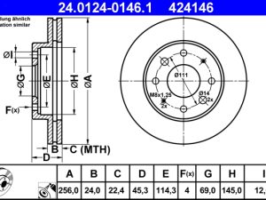 Disc frana ATE 24.0124-0146.1 – KIA | AutoRival