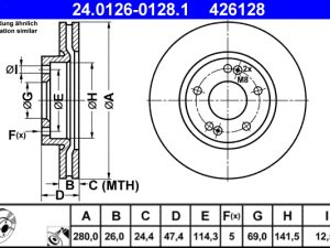 Disc frana ATE 24.0126-0128.1 – KIA | AutoRival