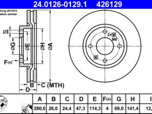 Disc frana ATE 24.0126-0129.1 – KIA | AutoRival