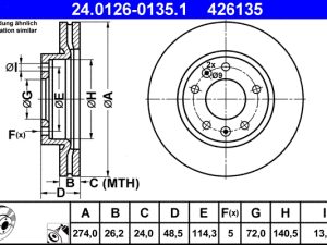 Disc frana ATE 24.0126-0135.1 – KIA | AutoRival