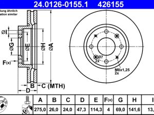 Disc frana ATE 24.0126-0155.1 – KIA | AutoRival