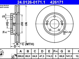 Disc frana ATE 24.0126-0171.1 – KIA | AutoRival